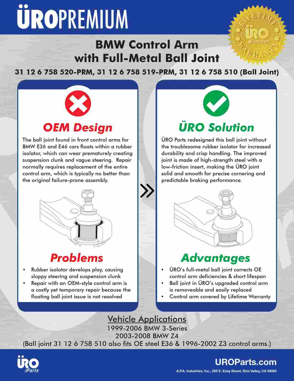 uro suspension ball joint  frsport 31126758510