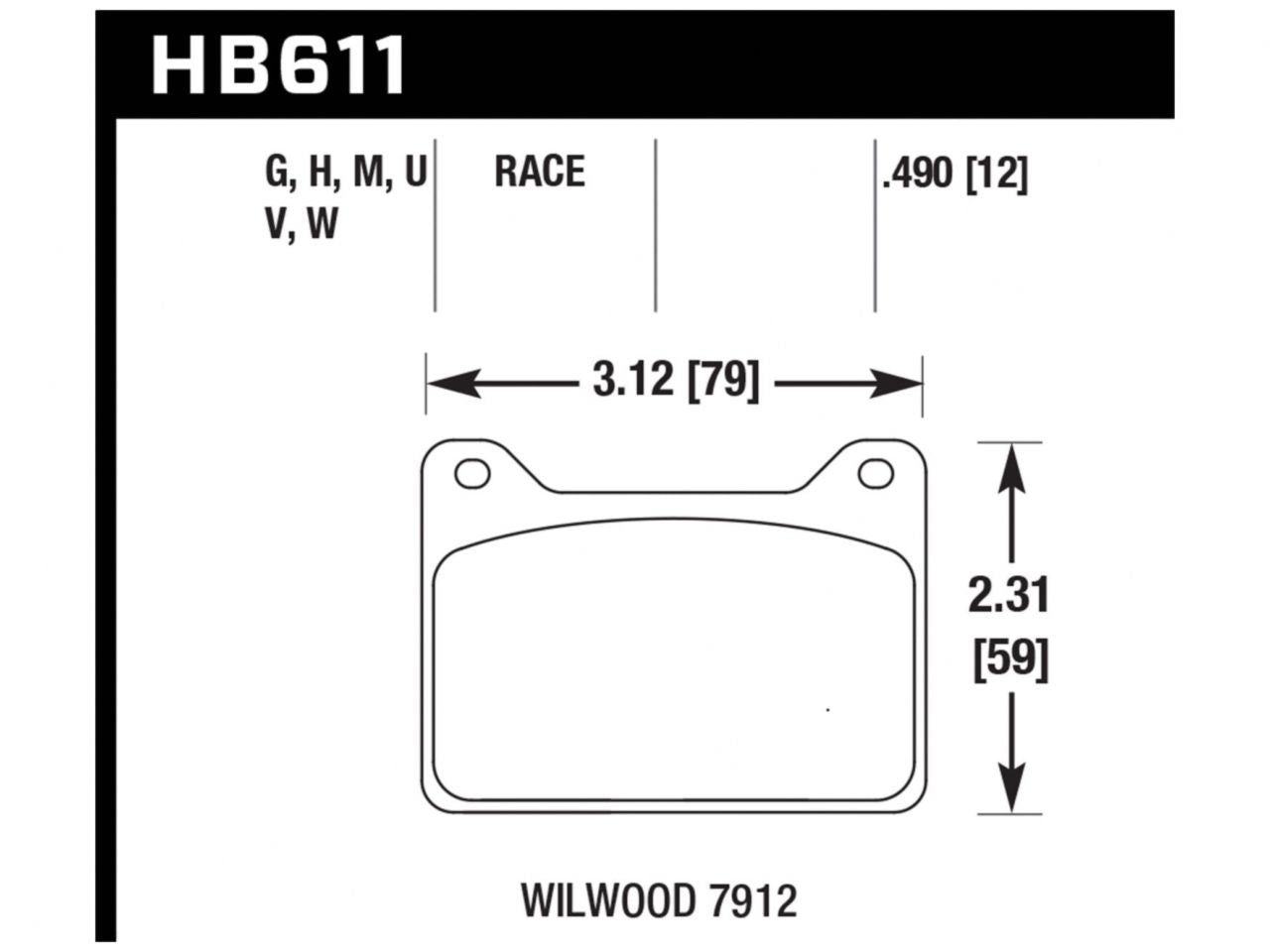 Hawk DTC-60 Wilwood 7912 Motorsports Brake Pad