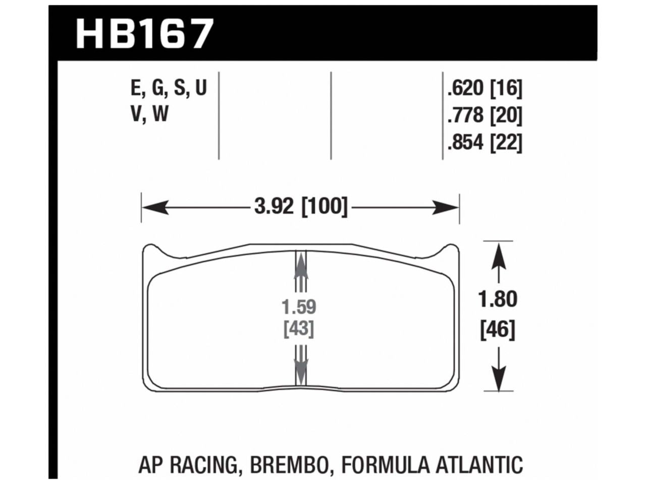 Hawk DTC-80 AP Racing/Alcon/Brembo 20mm Race Brake Pads