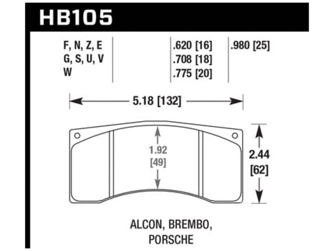 Hawk DTC-80 Brembo/Alcon 20mm Race Brake Pads