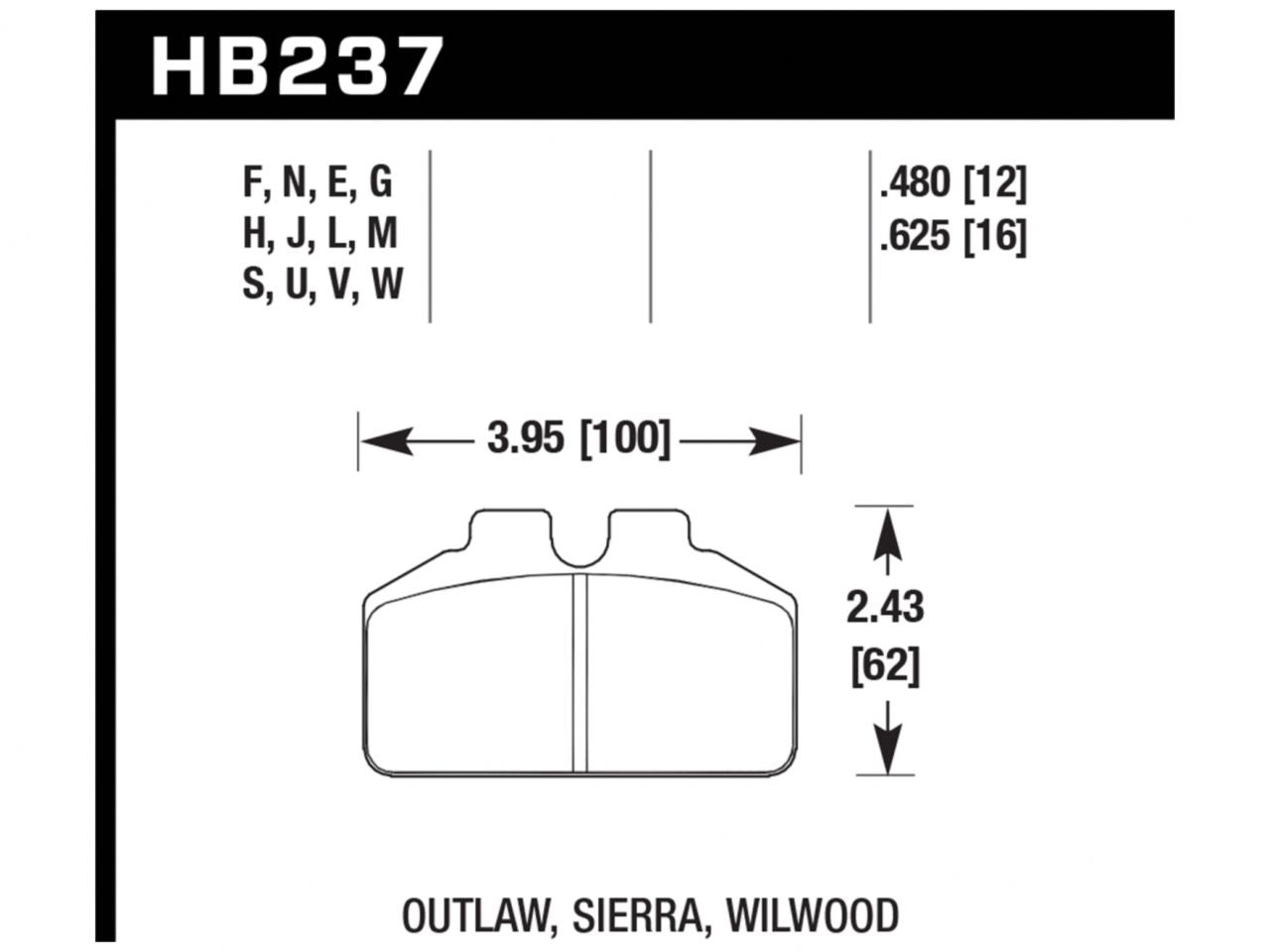 Hawk MT-4 Wilwood BB, AP Racing, Outlaw Motorsports Brake Pad