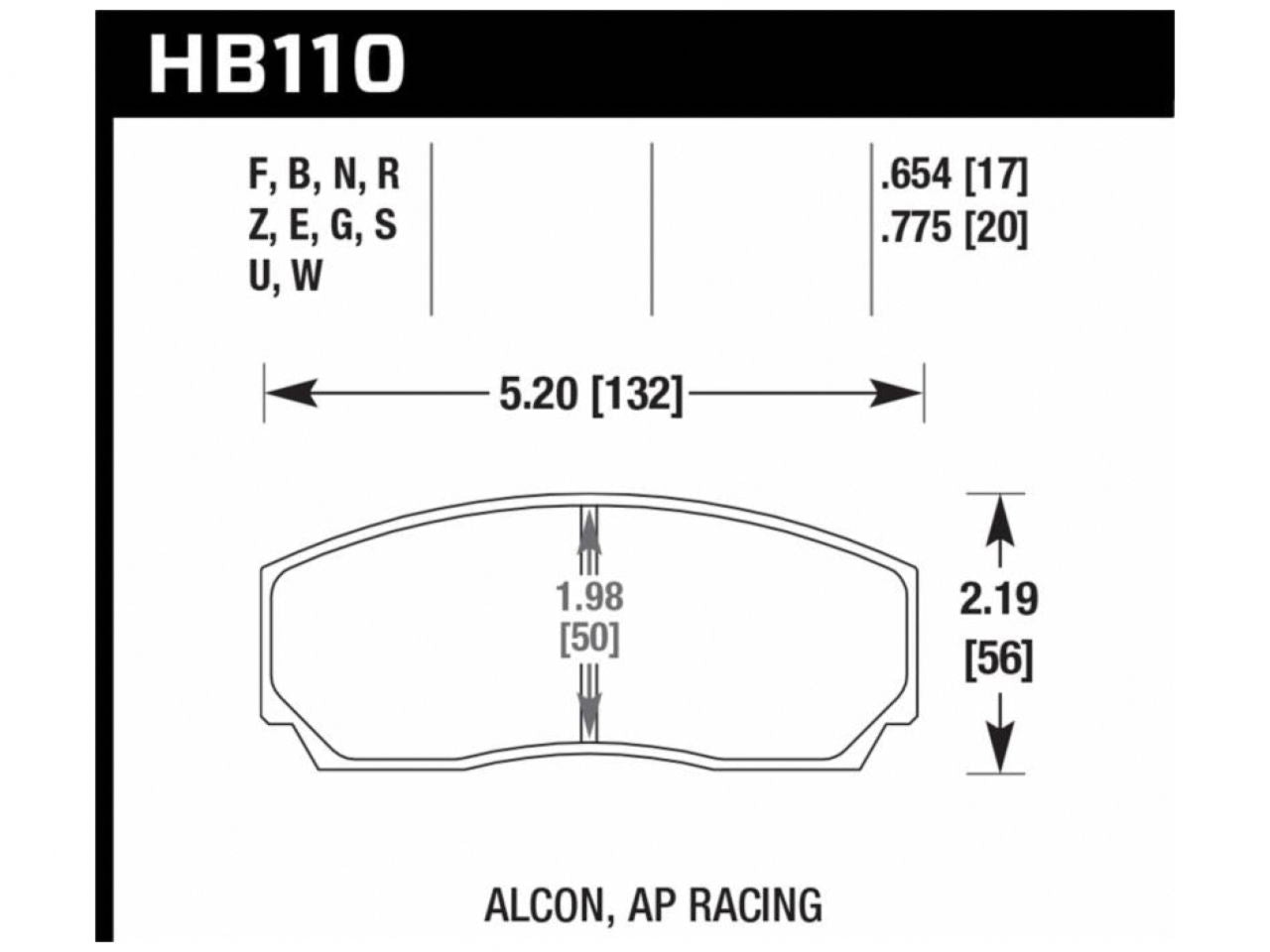 Hawk DTC-80 AP Racing 17mm Race Brake Pads