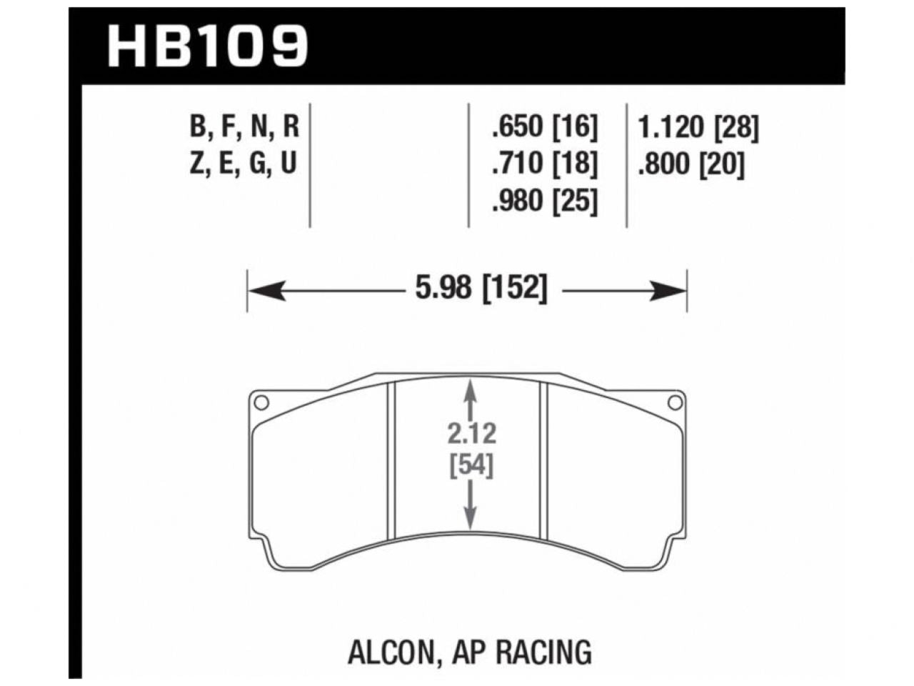 Hawk DTC-80 AP Racing 18mm Race Brake Pads