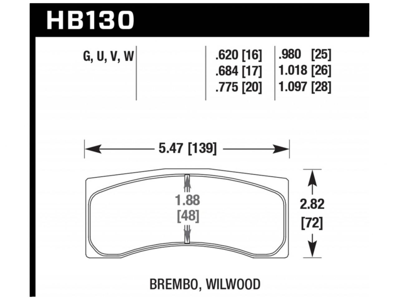 Hawk DTC-80 Brembo/Wilwood 25mm Race Brake Pads