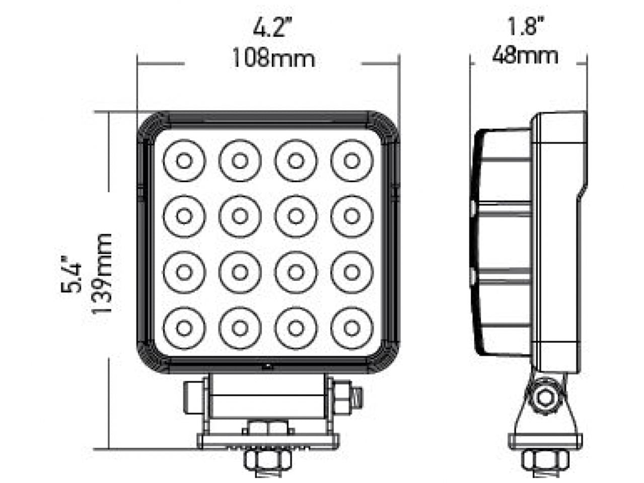 Hella Work Lamp Value Fit 4 SQ LED 2.0 - Long Range