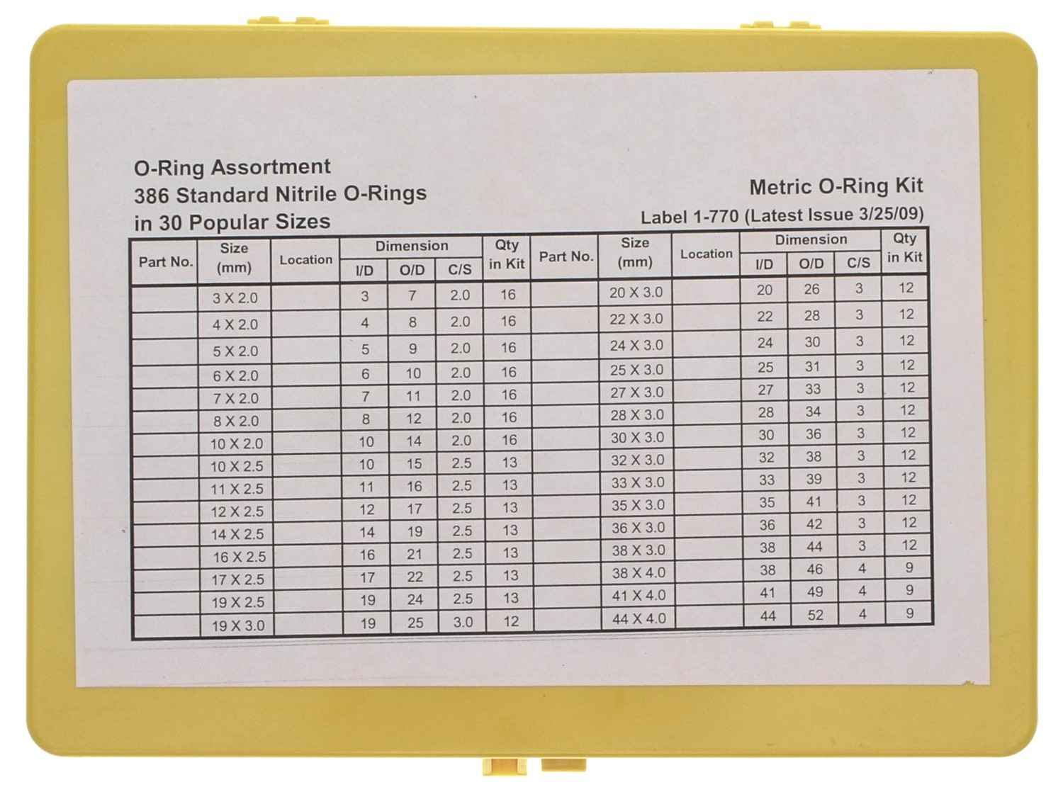 MAHLE Original Metric O-Ring Assortment With Container O-Ring Assortment 72503