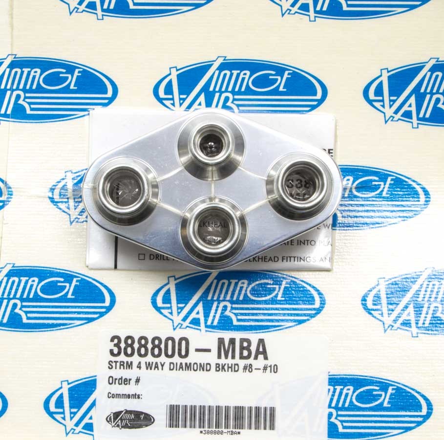 Vintage Air 4 Way Diamond Bulkhead #8 and #10 O-Ring VIN388800-MBA