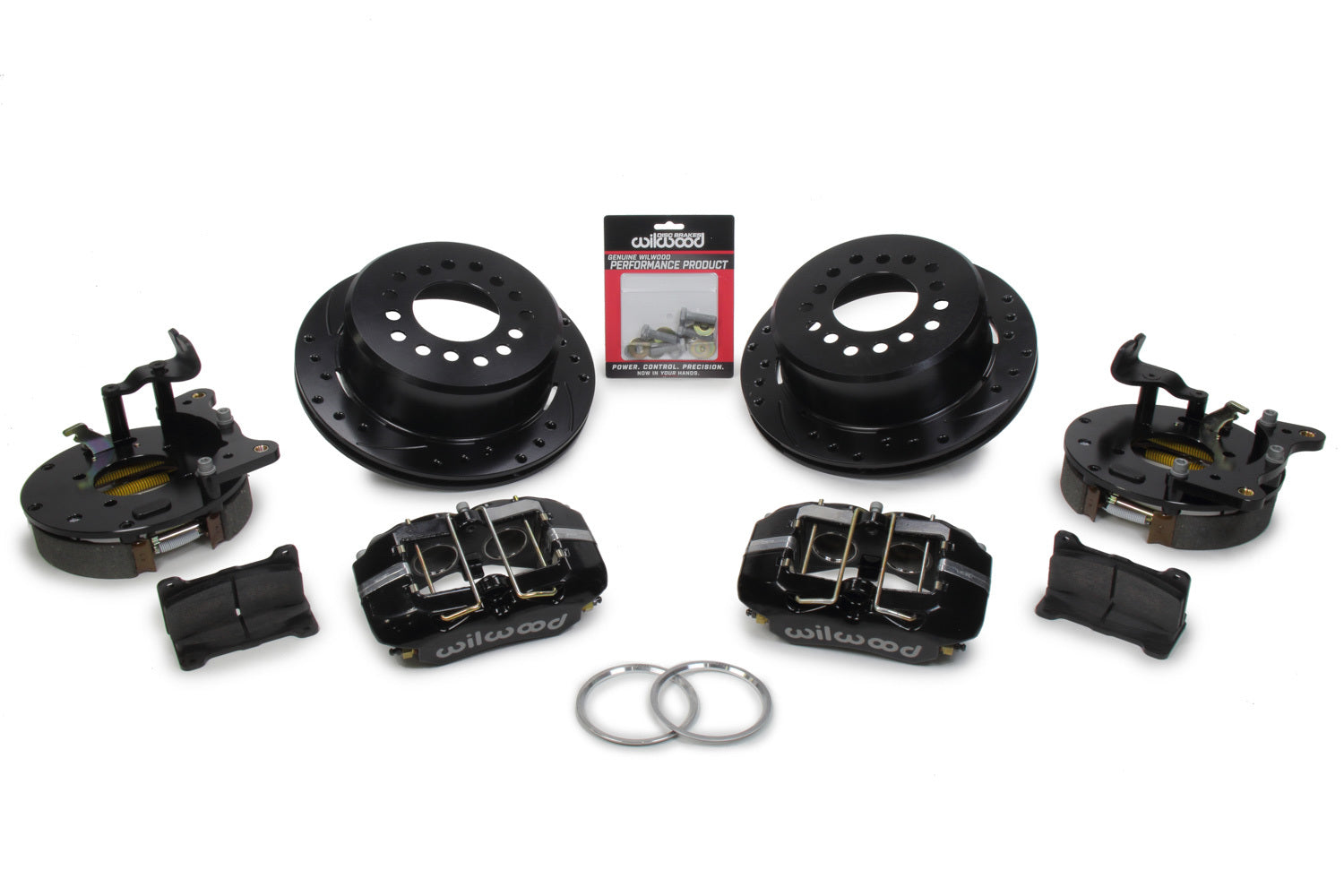 Wilwood Dynapro 12 Bolt Low-Pro Rear Kit w/ E-Brake 11in Drilled & slotted / 2.75-2.81in off - Black 140-14400-D