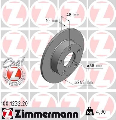 Zimmermann Disc Brake Rotor  top view frsport 100.1232.20