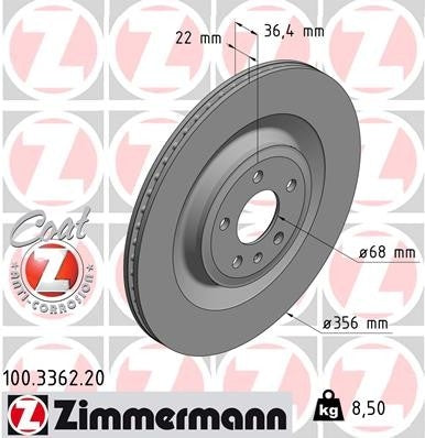 zimmermann disc brake rotor  frsport 100.3362.20