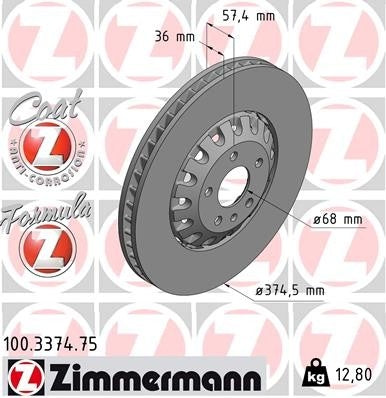 zimmermann disc brake rotor  frsport 100.3374.75