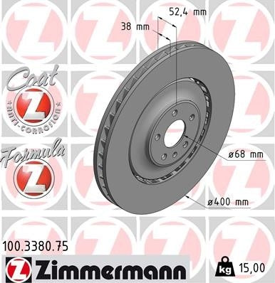 zimmermann disc brake rotor  frsport 100.3380.75