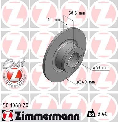 zimmermann disc brake rotor  frsport 150.1068.20