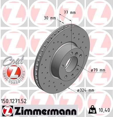 Zimmermann Disc Brake Rotor  top view frsport 150.1271.52