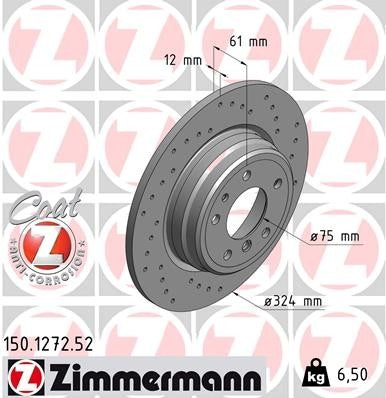 Zimmermann Disc Brake Rotor  top view frsport 150.1272.52