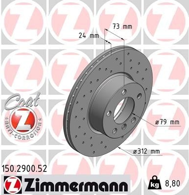 zimmermann disc brake rotor  frsport 150.2900.52