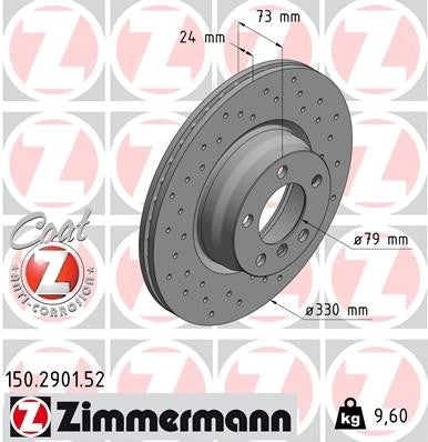 zimmermann disc brake rotor  frsport 150.2901.52