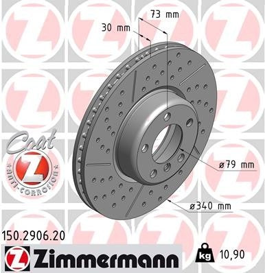 Zimmermann Disc Brake Rotor  top view frsport 150.2906.20