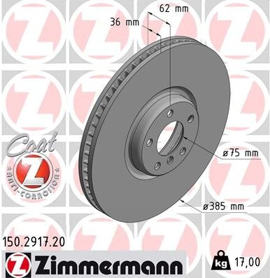 zimmermann disc brake rotor  frsport 150.2917.20