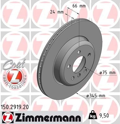 zimmermann disc brake rotor  frsport 150.2919.20