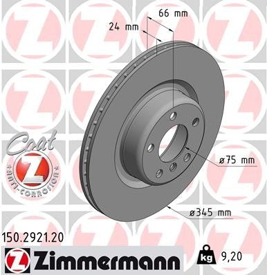 zimmermann disc brake rotor  frsport 150.2921.20