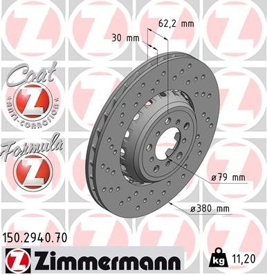 zimmermann disc brake rotor  frsport 150.2940.70