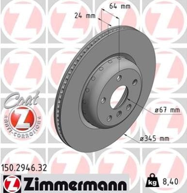 zimmermann disc brake rotor  frsport 150.2946.32