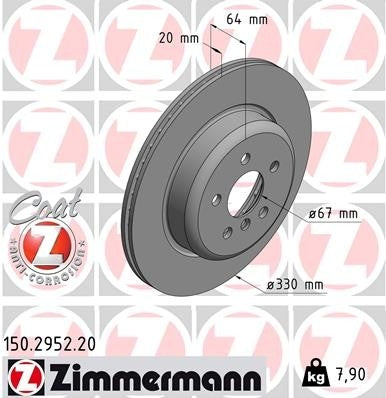 zimmermann disc brake rotor  frsport 150.2952.20