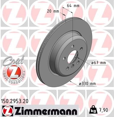 zimmermann disc brake rotor  frsport 150.2953.20