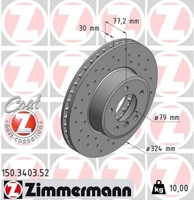 Zimmermann Disc Brake Rotor  top view frsport 150.3403.52