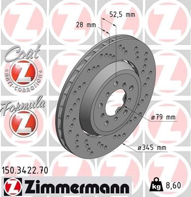 zimmermann disc brake rotor  frsport 150.3422.70