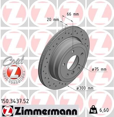 zimmermann disc brake rotor  frsport 150.3437.52