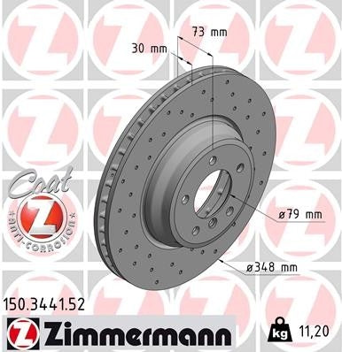 zimmermann disc brake rotor  frsport 150.3441.52