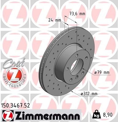 zimmermann disc brake rotor  frsport 150.3467.52