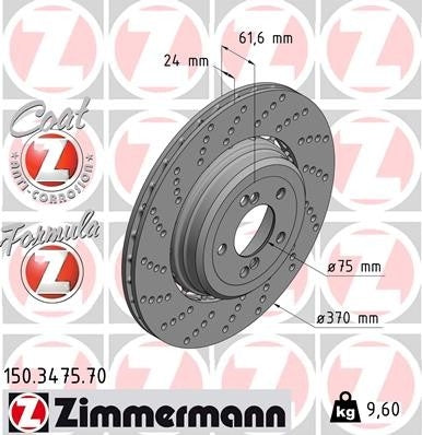 zimmermann disc brake rotor  frsport 150.3475.70