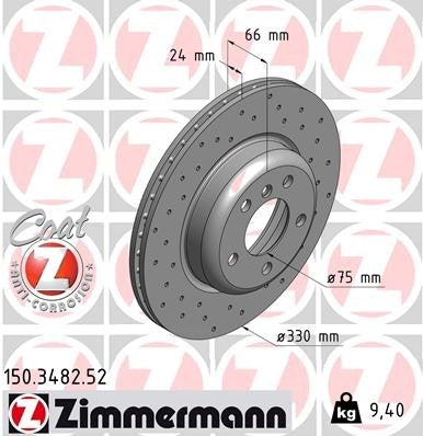 zimmermann disc brake rotor  frsport 150.3482.52