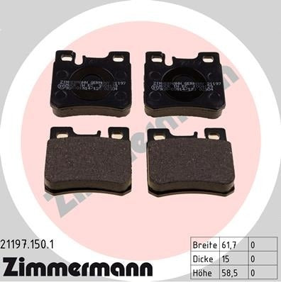 zimmermann disc brake pad set  frsport 21197.150.1