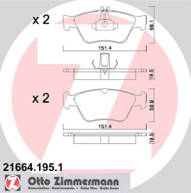 zimmermann disc brake pad set  frsport 21664.195.1