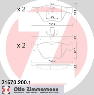 zimmermann disc brake pad set  frsport 21670.200.1