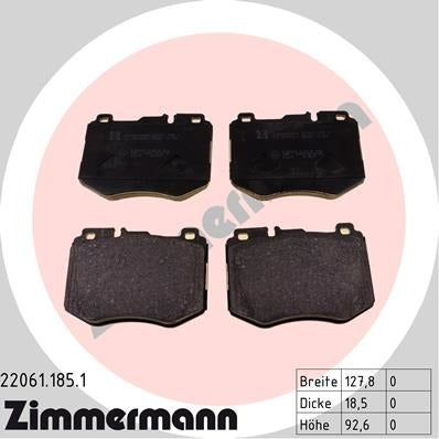 zimmermann disc brake pad set  frsport 22061.185.1