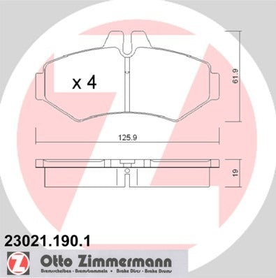 zimmermann disc brake pad set  frsport 23021.190.1