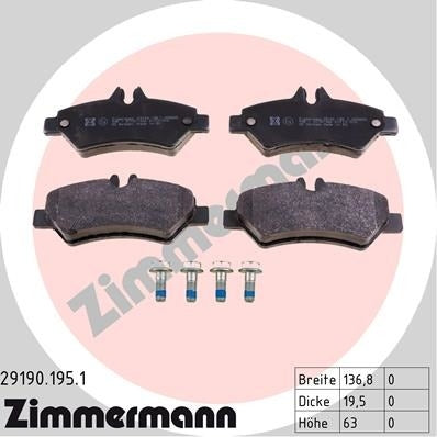 zimmermann disc brake pad set  frsport 29190.195.1