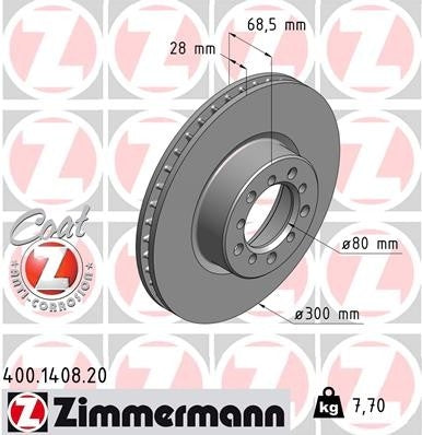 zimmermann disc brake rotor  frsport 400.1408.20