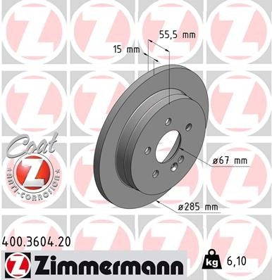 Zimmermann Disc Brake Rotor  top view frsport 400.3604.20