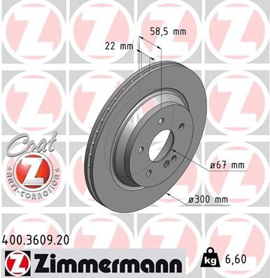 Zimmermann Disc Brake Rotor  top view frsport 400.3609.20