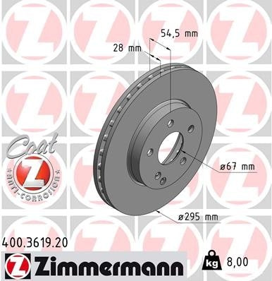 Zimmermann Disc Brake Rotor  top view frsport 400.3619.20