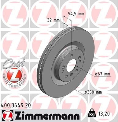 Zimmermann Disc Brake Rotor  top view frsport 400.3649.20