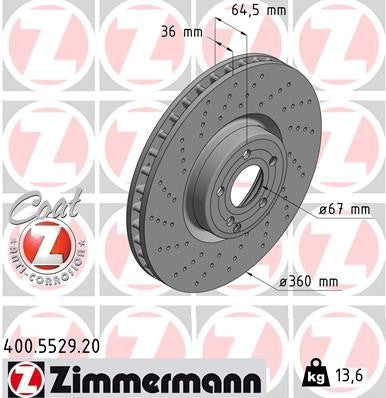 zimmermann disc brake rotor  frsport 400.5529.20