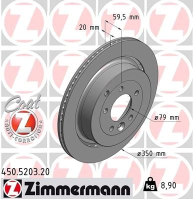 Zimmermann Disc Brake Rotor  top view frsport 450.5203.20