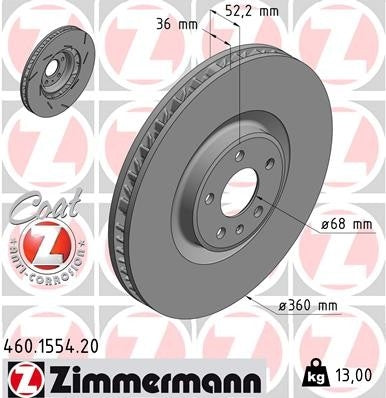 zimmermann disc brake rotor  frsport 460.1554.20